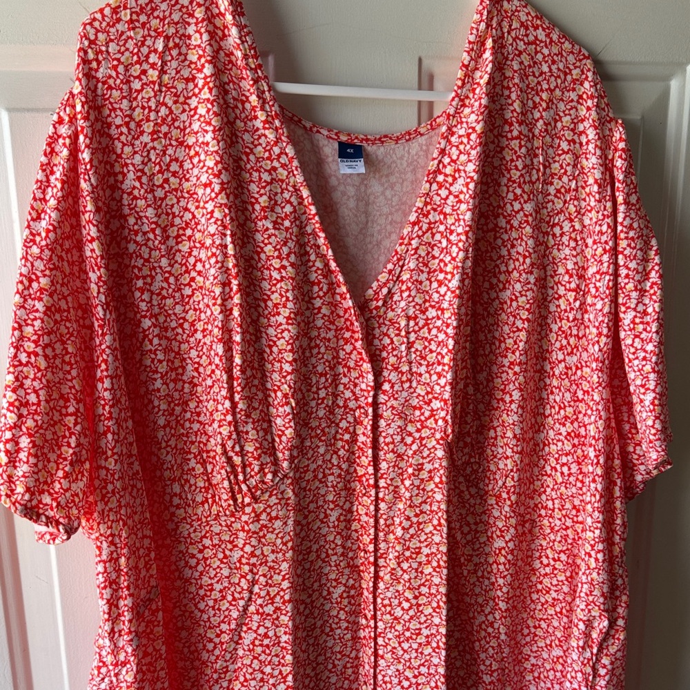 Old Navy Coral Floral Midi Dress - Picture 2 of 7